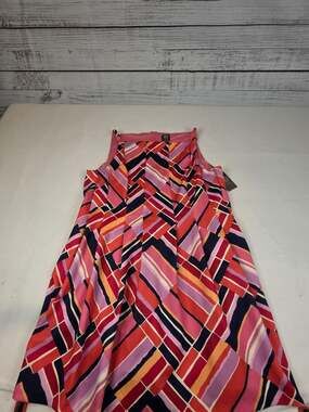 Vince Camuto Dress Womens 18W Plus Pink Navy Geometric Color Block Maxi NWT